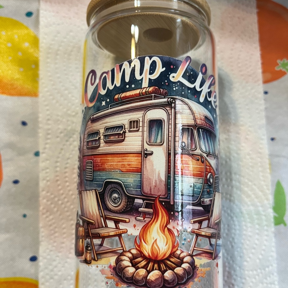 Camp Life Glass Jar with Wooden Lid